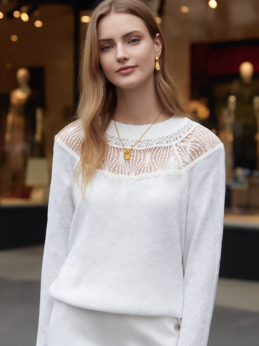 Free People (US S) Tini Crochet Cardigan Optic White Scalloped Knit Sweater